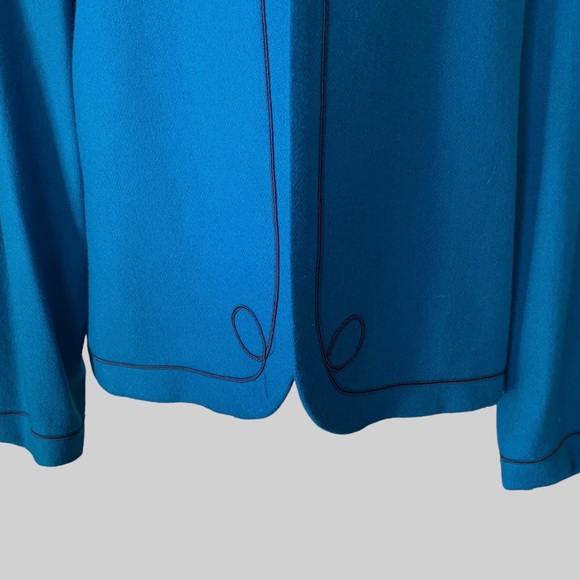 VINTAGE LESLIE FAY TURQUOISE WOOL BLAZER - Picture 10 of 11